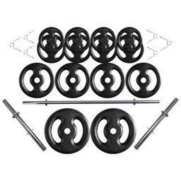 Kit Profissional 60 Kg de Anilhas + 2 Barras de 40cm + Barra de 160cm - 1