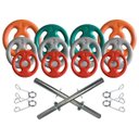 Ver imagem 1 de Kit com Barras de Halteres e Anilhas Emborrachadas - 26 Kg
