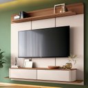 Ver imagem 3 de Painel Tv 70 Pol 180cm Bancada Suspensa Gava H01 Off/castanho - Mpozenato