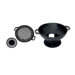 Churrasqueira Gengiskan Redonda Com Chapa Reta Grelha - 1