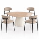 Ver imagem 3 de Mesa de Jantar Cone Oval 180x100 cm Tampo Mármore Travertino Base Laca Off White