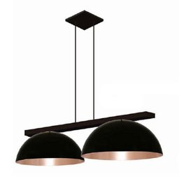 Pendente Trilho Atenas Duplo Preto Cobre Interno 95cm para Mesa Sinuca Bilhar - 1