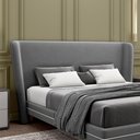 Ver imagem 2 de Cabeceira Design para Cama Queen Torres Pés em Madeira Veludo Cinza G91 - Gran Belo