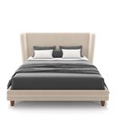 Ver imagem 2 de Conjunto Cama com Cabeceira Casal Torres Pés em Madeira Veludo Bege G91 - Gran Belo