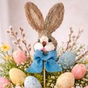 Ver imagem 1 de Decoração Pick Palito Cabeça Coelho Laço Enfeite Páscoa 50cm
