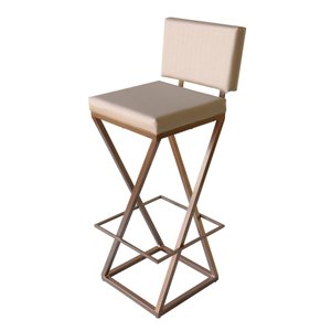 Banqueta Alta Industrial Cozinha Bar Balcão Bistro Zenite com Encosto Metalon Cobre 65cm