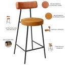 Ver imagem 4 de Kit 05 Banquetas Baixa Cozinha Sala Jantar Bancada Milão L02 Couríssimo Camel Couríssimo Whisky - ly