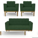 Ver imagem 2 de Conjunto 2 Poltronas e 1 Namoradeira Decorativa Karen Pés Fixo em Madeira Castanho Veludo Verde Esme