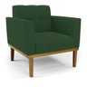 Conjunto 2 Poltronas e 1 Namoradeira Decorativa Karen Pés Fixo em Madeira Castanho Veludo Verde Esme - 6