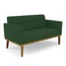 Conjunto 2 Poltronas e 1 Namoradeira Decorativa Karen Pés Fixo em Madeira Castanho Veludo Verde Esme - 7