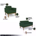 Ver imagem 3 de Conjunto 2 Poltronas e 1 Namoradeira Decorativa Karen Pés Fixo em Madeira Castanho Veludo Verde Esme