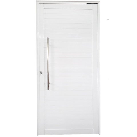 Porta Pivotante de Alumínio Branco com Puxador Linha Roma:Direita/ 210 x 120