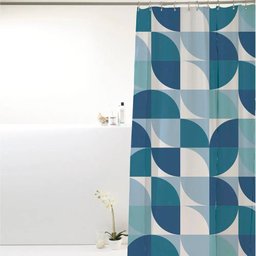 Cortina para Box Banheiro Antimofo Poliéster 198x180cm - Onda Azul - 1