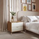 Ver imagem 3 de Conjunto de 2 Mesas de Cabeceira 2 Gavetas Glow - Canella com Off White Fosco