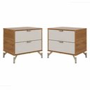 Ver imagem 1 de Conjunto de 2 Mesas de Cabeceira 2 Gavetas Glow - Canella com Off White Fosco