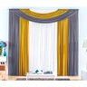 Cortina Cinza e Mostarda para Sala ou Quarto 4m x 2,8m de Altura Ideal para Varão Simples de 4 Metro - 1
