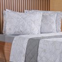 Ver imagem 2 de Kit Colcha Casal 200 Fios Estampada New 100% Algodão 220x240cm Dessin