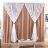 Cortina para Quarto Avelã 2m x 2,70m com Detalhe Voal Branco Ideal para Varão Simples de 2 metros - 1