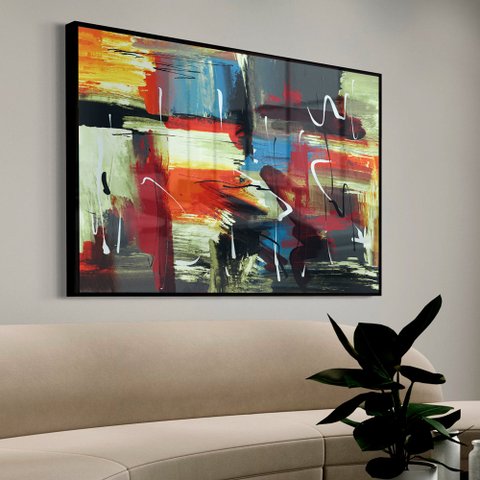 Quadro Decorativo Abstrato Viva La Vida em Moldura Caixa Tacolado Moldura Trad 1cm Preta sem Vidro 4