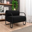 Ver imagem 1 de Poltrona Decorativa Sala de Estar Polatsk Base Industrial de Ferro Veludo Preto G33 - Gran Belo