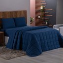 Ver imagem 2 de Kit Cobre Leito Colcha Livorno Queen Acolchoado Fofo Macio Malha 100% Algodão 3 Peças - Azul Marinho