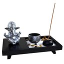 Ver imagem 1 de Terrário Bandeja Areia Altar Ganesha Jardim Zen Decorativo Porta Vela Incensário Madeira 10cm