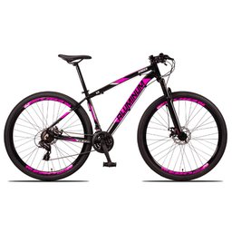 Bicicleta Aro 29 Quadro 17 Alumínio 24 Marchas Freio Disco Mecânico Aluminum Preto/Rosa - Raider - 2