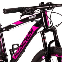 Bicicleta Aro 29 Quadro 17 Alumínio 24 Marchas Freio Disco Mecânico Aluminum Preto/Rosa - Raider - 7