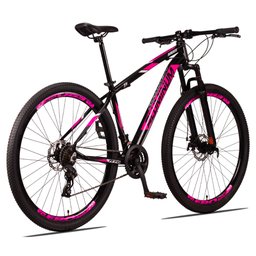 Bicicleta Aro 29 Quadro 17 Alumínio 24 Marchas Freio Disco Mecânico Aluminum Preto/Rosa - Raider - 6