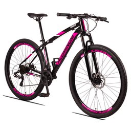 Bicicleta Aro 29 Quadro 17 Alumínio 24 Marchas Freio Disco Mecânico Aluminum Preto/Rosa - Raider - 1