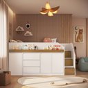 Ver imagem 5 de Cama Infantil Estação 4 Portas 4 Gavetas com Escrivaninha Branco/Carvalho Xingu - Completa Móveis