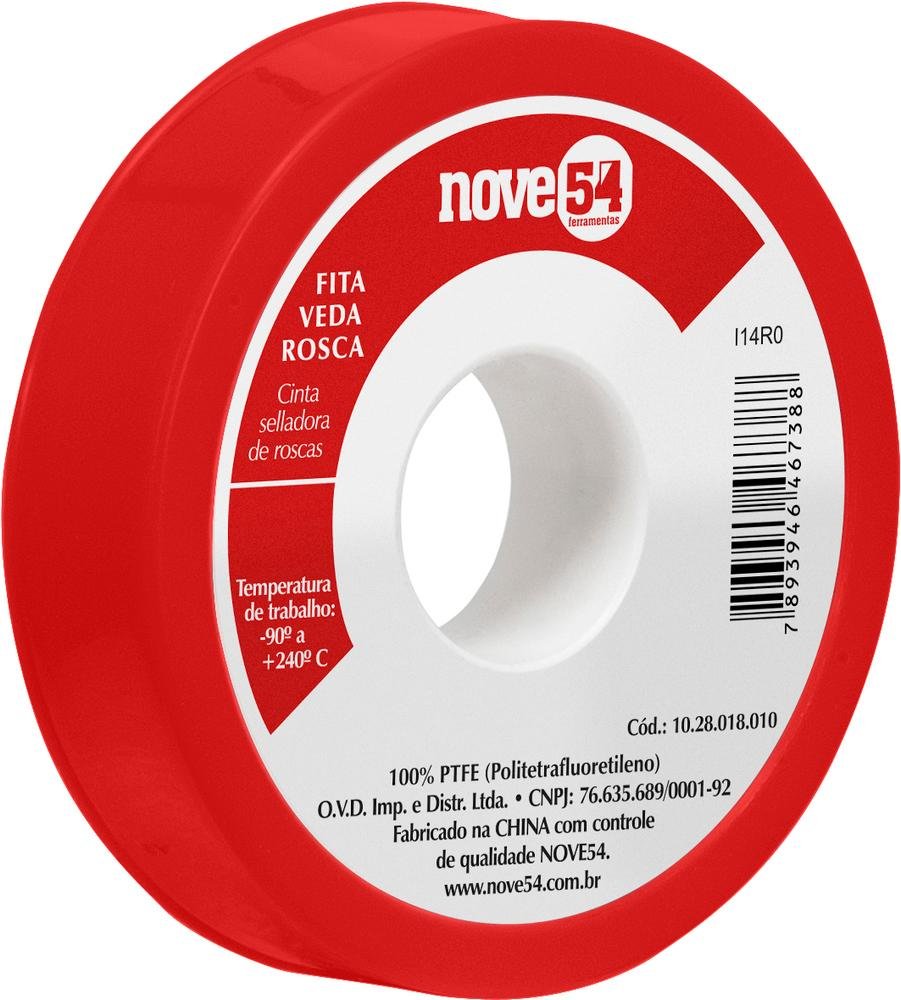 Fita veda rosca 12mmx5m ptfe teflon - Nove54