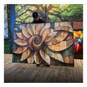 Ver imagem 3 de Quadro Abstrato Grande Mandala Girassol Ancestral Madeira