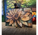 Ver imagem 3 de Quadro Abstrato Grande Mandala Girassol Ancestral Madeira