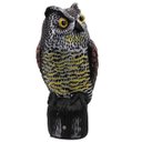 Ver imagem 1 de Coruja Solar Barulho Realista Acende Olhos Repelente Afasta Praga Aves Animais Sensor Presença Movim