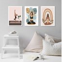Ver imagem 1 de Kit 3 Quadros Decorativos Yoga e Plantas 45x34cm - com Vidro:madeira Preta