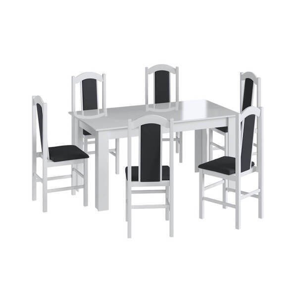 Conjunto Mesa Retangular com Base 6 Cadeiras MDF Branco e Preto Lilies  Móveis – Lilies Móveis