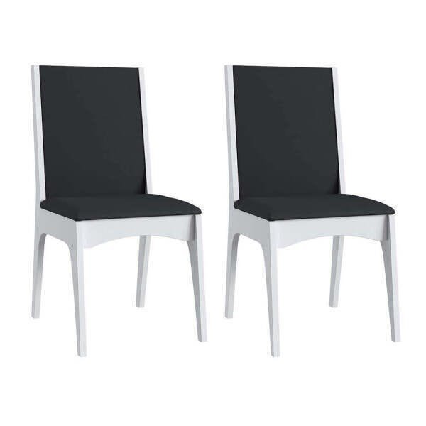 Conjunto Mesa com Base 6 Cadeiras MDF Branco Preto Lilies - 7