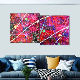Conjunto com 2 Lindos Quadro Decorativo Originais Pintados a Mão Medindo 73 X 136 Cm - 2