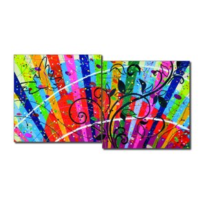 Conjunto com 2 Lindos Quadro Decorativo Originais Pintados a Mão Medindo 73x 36 Cm