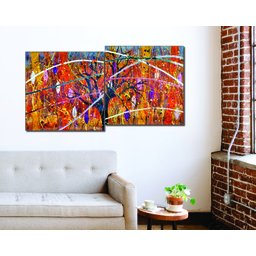 Conjunto com 2 Lindos Quadro Decorativo Originais Pintados a Mão Medindo 73x136 Cm - 2