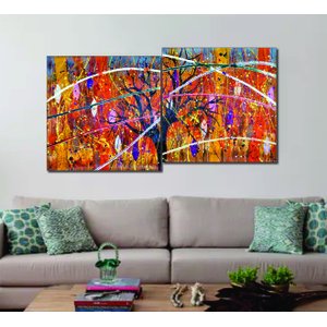 Conjunto com 2 Lindos Quadro Decorativo Originais Pintados a Mão Medindo 73x136 Cm