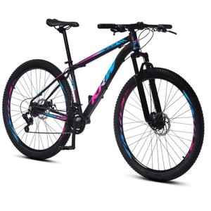 Bicicleta Aro 29 Krw Alumínio 24 Vel Freio a Disco X52 Cor:preto/rosa e Azul;tamanho Quadro:19