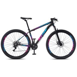 Bicicleta Aro 29 Krw Alumínio 24 Vel Freio a Disco X52 Cor:preto/rosa e Azul;tamanho Quadro:19 - 5