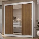 Ver imagem 1 de Guarda-roupa Casal 3 Portas de Correr com Espelho 2 Gavetas Branco/rustic Sublime Madesa Branco/