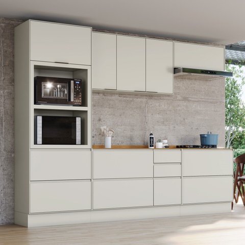 Cozinha Compacta 5 Peças 100% MDF com Torre Quente e Tampo para Cooktop Fineze