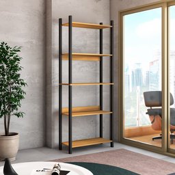 Estante para Livros Nobre 5 Prateleiras Estilo Industrial Freijó/black - Panorama Móveis - 2