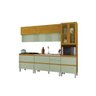 Cozinha Cristaleira Pilar 5 Peças com 12 Portas e 4 Gavetas - Chf Móveis Cinamomo/verde Menta - 1