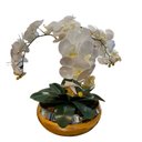 Ver imagem 2 de Arranjo Grande Centro de Mesa 3 Orquídeas Branca 3d Vaso Espelhado Decore Fácil Shop