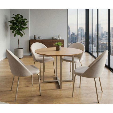 Kit 4 Cadeiras de Jantar Boucle Off White Tubo Champanhe Lançamento